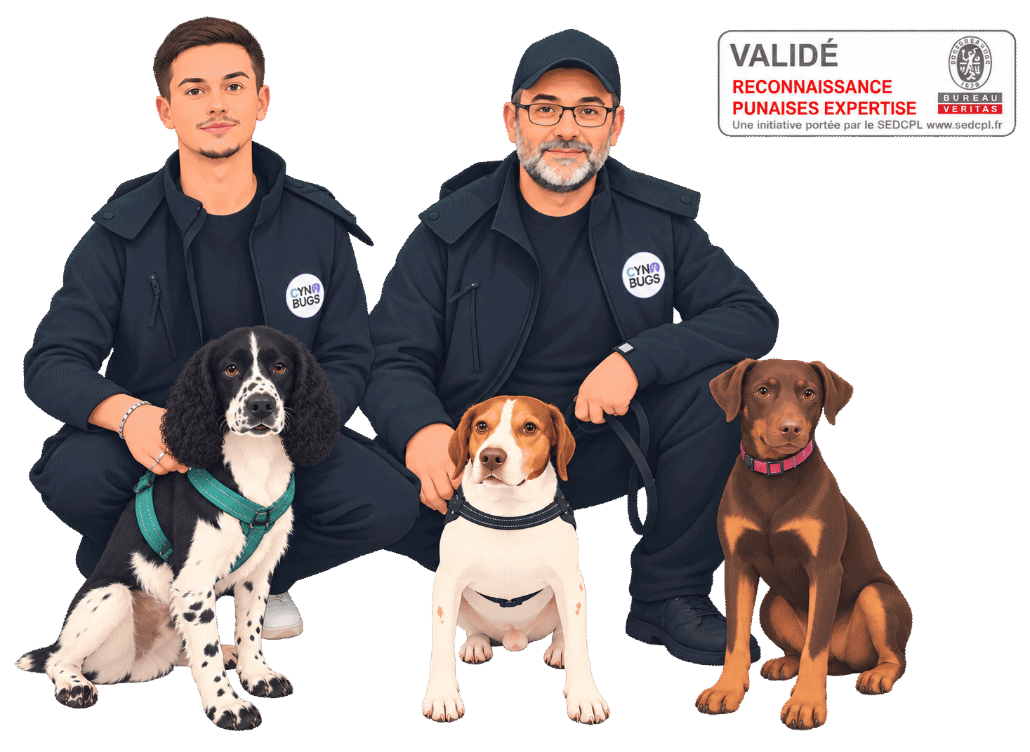 Équipe Cyno-Bugs spécialisée en détection canine de punaises de lit à Paris avec chiens détecteurs certifiés